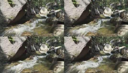 中国天津蓟县盘山风景区山上水流小溪瀑布高清在线视频素材下载