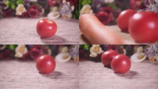 【镜头合集】滚动的番茄西红柿高清在线视频素材下载