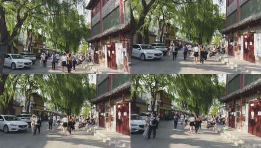 济南老城区百花洲街道风景高清在线视频素材下载