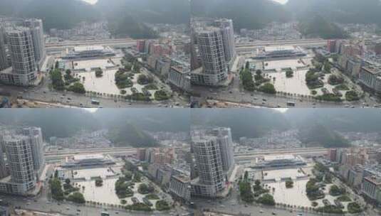 航拍贵州铜仁城市宣传片地标建筑高清在线视频素材下载