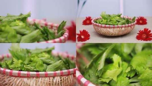 【镜头合集】新鲜芹菜叶子维生素叶绿素高清在线视频素材下载