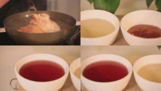 【镜头合集】铁锅加葱姜料酒调料去腥高清在线视频素材下载