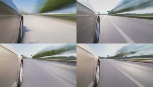 小汽车快速行驶在道路的运动延时高清在线视频素材下载