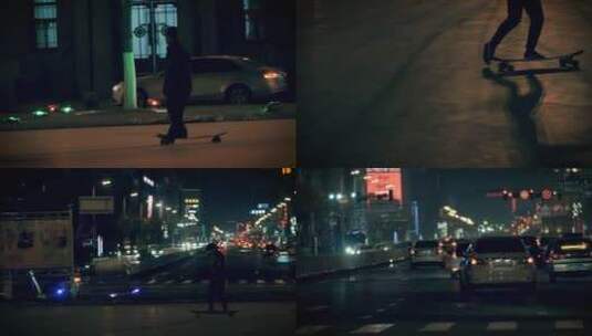 城市 夜景 车流 交通 夜晚 灯光 高速拍摄高清在线视频素材下载