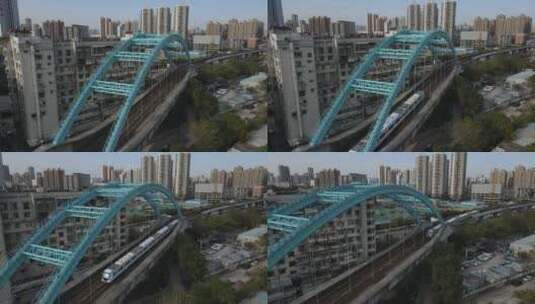 城市轻轨地铁交通航拍高清在线视频素材下载