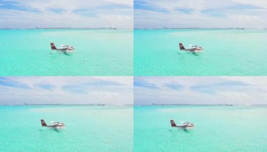 带水上飞机的天堂海滩高清在线视频素材下载