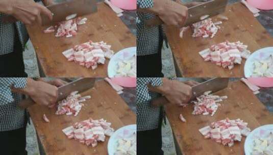 切肉切新鲜猪肉 (4)高清在线视频素材下载