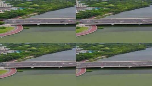 航拍广西南宁南湖大桥高清在线视频素材下载