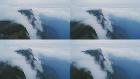 航拍峨眉山金顶云雾缭绕山崖陡峭高清在线视频素材下载