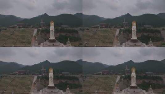洛阳宫殿建筑灵山寺航拍高清在线视频素材下载