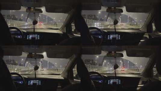 网约车司机按照手机上导航行驶在城市道路上高清在线视频素材下载