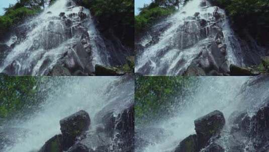 瀑布岩壁水花高清在线视频素材下载