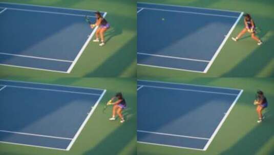 女运动员在网球比赛中击球高清在线视频素材下载