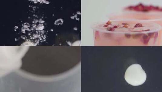 夏日清新玫瑰荔枝花茶饮料饮品创意实拍高清在线视频素材下载