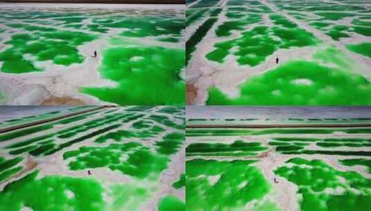 青海省海西蒙古族藏族自治州茫崖翡翠湖航拍高清在线视频素材下载
