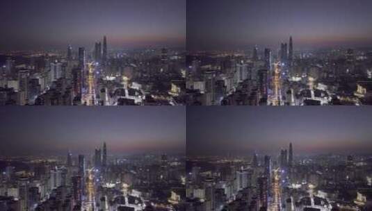 航拍深圳城市夜景罗湖夜景高清在线视频素材下载