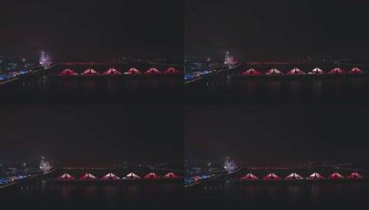 夜晚云层下的朝阳大桥高清在线视频素材下载