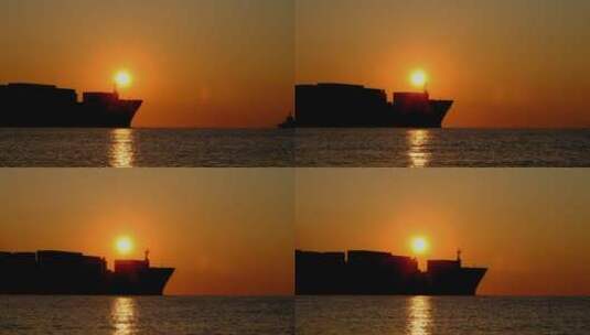 美丽的大海日出日落 轮船船舶出海进港高清在线视频素材下载