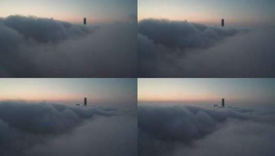 上海日出平流雾航拍高清在线视频素材下载