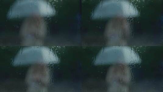女孩在雨中打伞高清在线视频素材下载