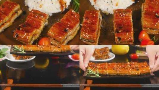 日式蒲烧鳗鱼高清在线视频素材下载