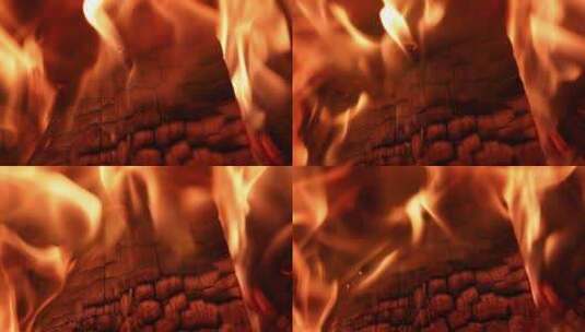 壁炉里燃烧的木火高清在线视频素材下载