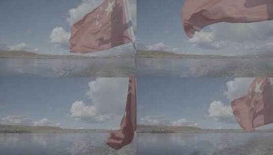 五星红旗在大河中飘扬高清在线视频素材下载