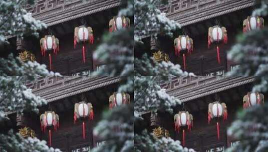 雪天胡雪岩故居传统中式古建筑升格慢镜头高清在线视频素材下载