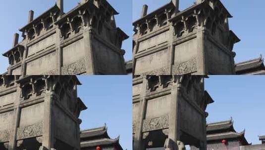 安徽歙县徽州古城牌坊固定机位空镜高清在线视频素材下载