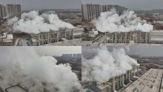 城市供暖 热力 供暖 烟囱 热力公司 热源厂高清在线视频素材下载