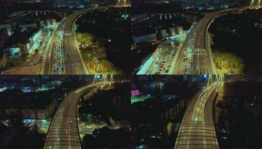 广州洛溪大桥亚洲第一桥夜景航拍4K视频高清在线视频素材下载
