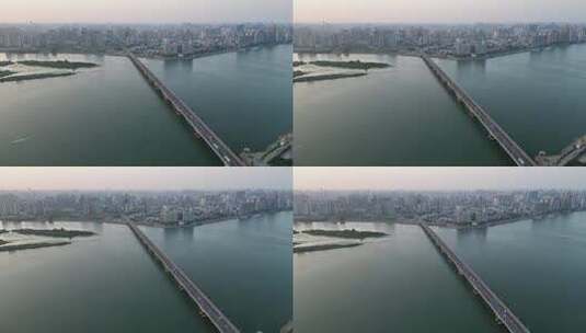 航拍湖北襄阳襄樊汉江长虹大桥高清在线视频素材下载