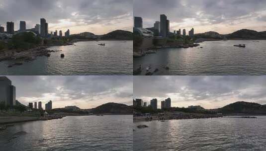 连云港在海一方公园航拍高清在线视频素材下载