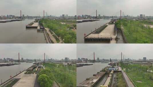 4K航拍上海南浦大桥高清在线视频素材下载