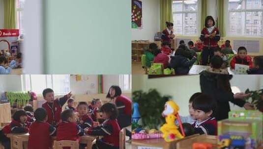 m135儿童幼儿园幼儿校园生活玩耍手工高清在线视频素材下载