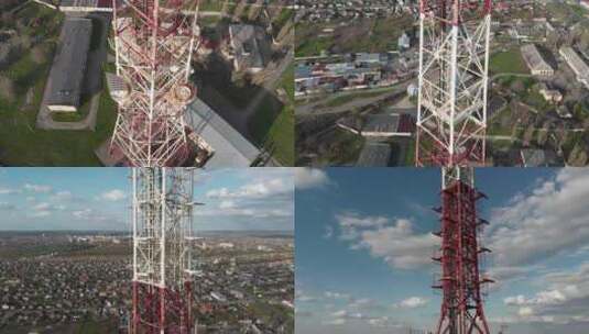 用无人机拍摄的空中电视塔高清在线视频素材下载