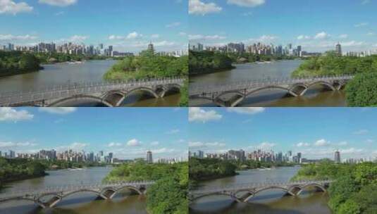 南宁航拍 五象湖 高楼大厦 城市风光大景高清在线视频素材下载