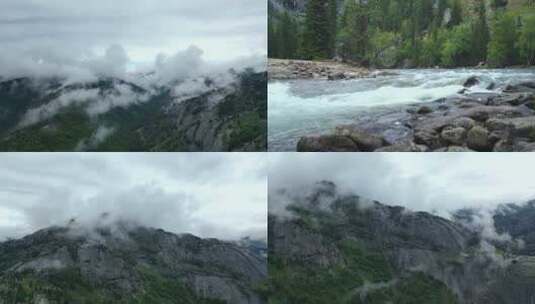 森林小溪流山川河流航拍山峰山脉大自然风景高清在线视频素材下载