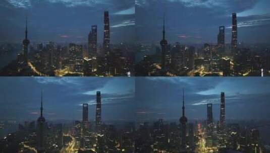 上海凌晨3点航拍高清在线视频素材下载