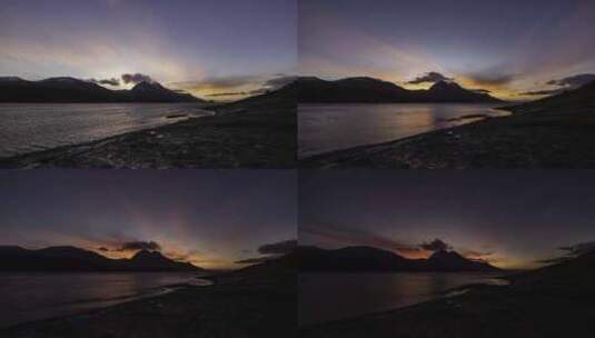这是挪威北部下午1点日落时船只经过的时间流逝。在安德斯特拉姆拍摄高清在线视频素材下载