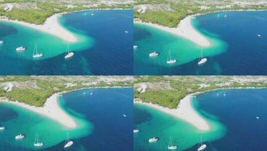 兹拉特尼老鼠海滩布拉克克罗地亚上升无人机鸟瞰图高清在线视频素材下载