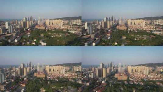 山东烟台城市建筑航拍高清在线视频素材下载