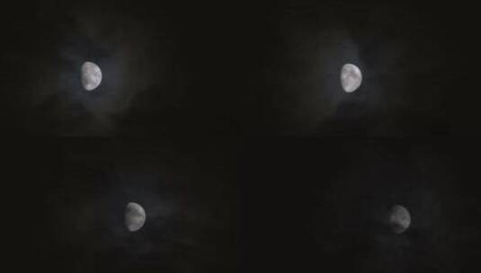 夜空月亮云遮月高清在线视频素材下载