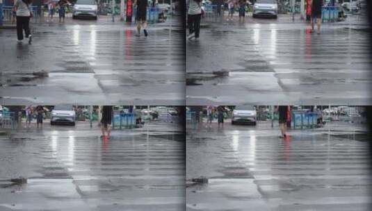 雨天 下雨 城市风光 写意 台风 雨中景色高清在线视频素材下载