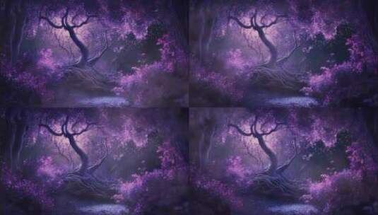 紫色魔法森林特效背景高清在线视频素材下载