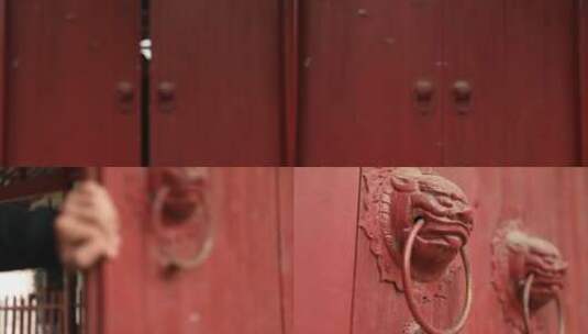 浙江杭州龙门古镇寺庙关门4K实拍视频高清在线视频素材下载