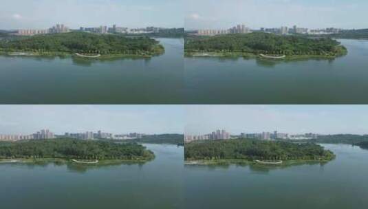 广东荔湖公园航拍空景素材高清在线视频素材下载