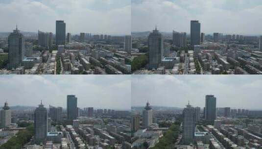 航拍山东淄博城市建设淄博地标建筑 高清在线视频素材下载