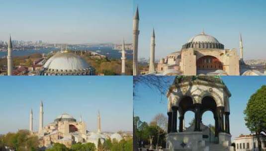 伊斯坦布尔市博斯普鲁斯和圣索菲亚鸟瞰图3高清在线视频素材下载