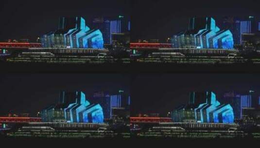 重庆夜景长江轮船大剧院高清在线视频素材下载